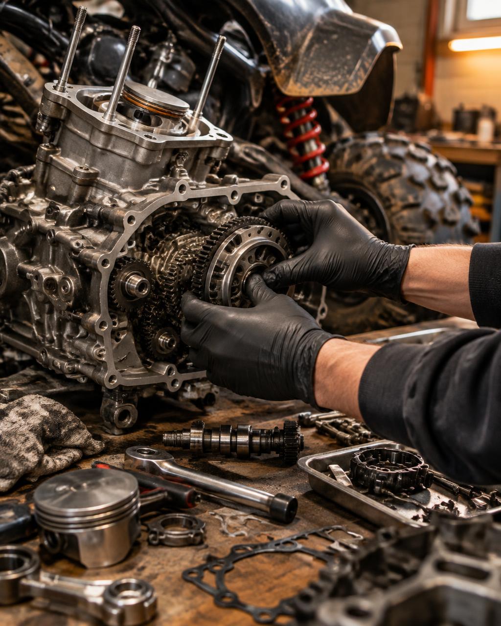 Rebuilding an ATV engine on the workbench